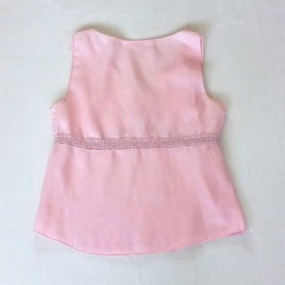 Dainty & Delicate Irish Linen Pink Top with Lace Detailing S - Picture 6 of 6